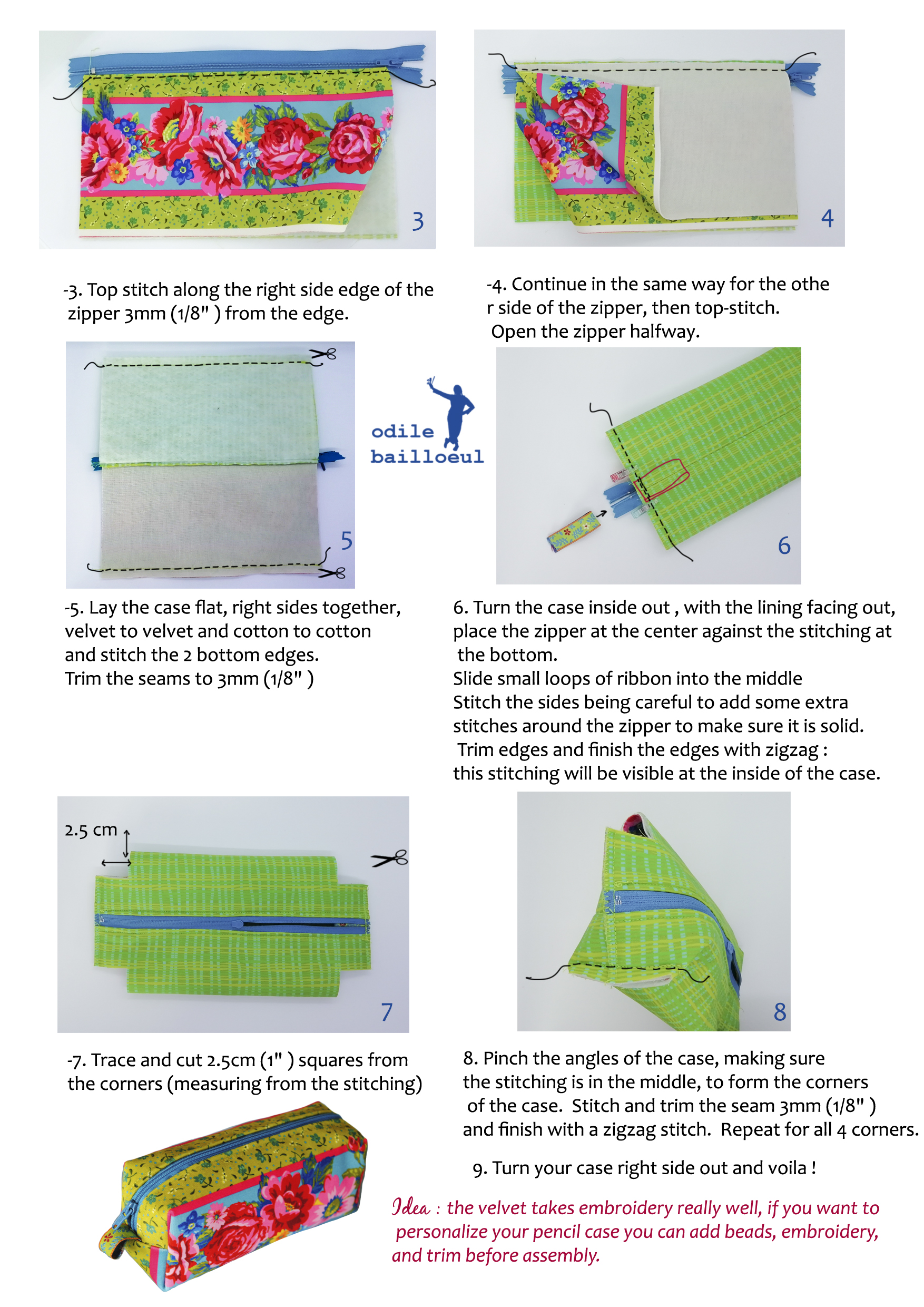 Tutorial for pencil case page 2